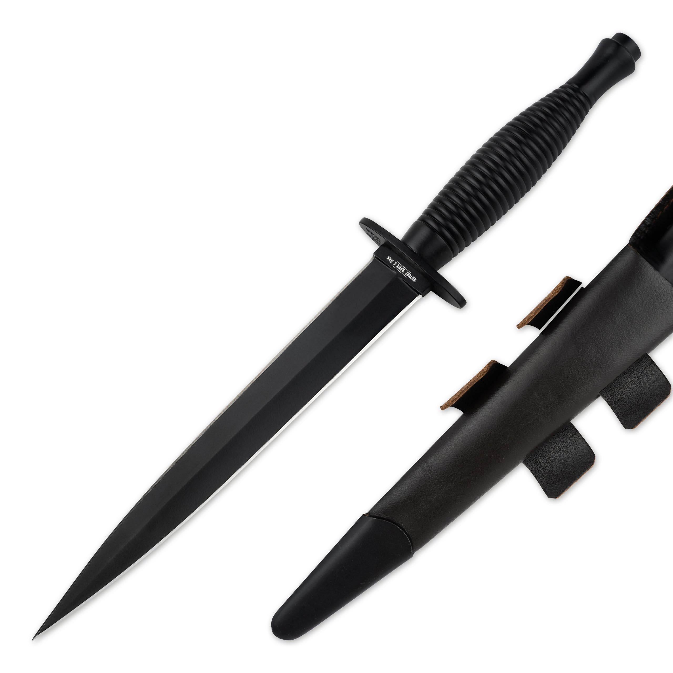 history-knife-tool-commando-dagger-dolch-alu-schwarz-leder image 1