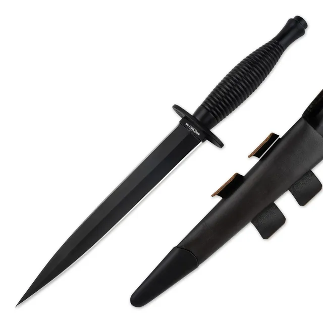 history-knife-tool-commando-dagger-dolch-alu-schwarz-leder image 1