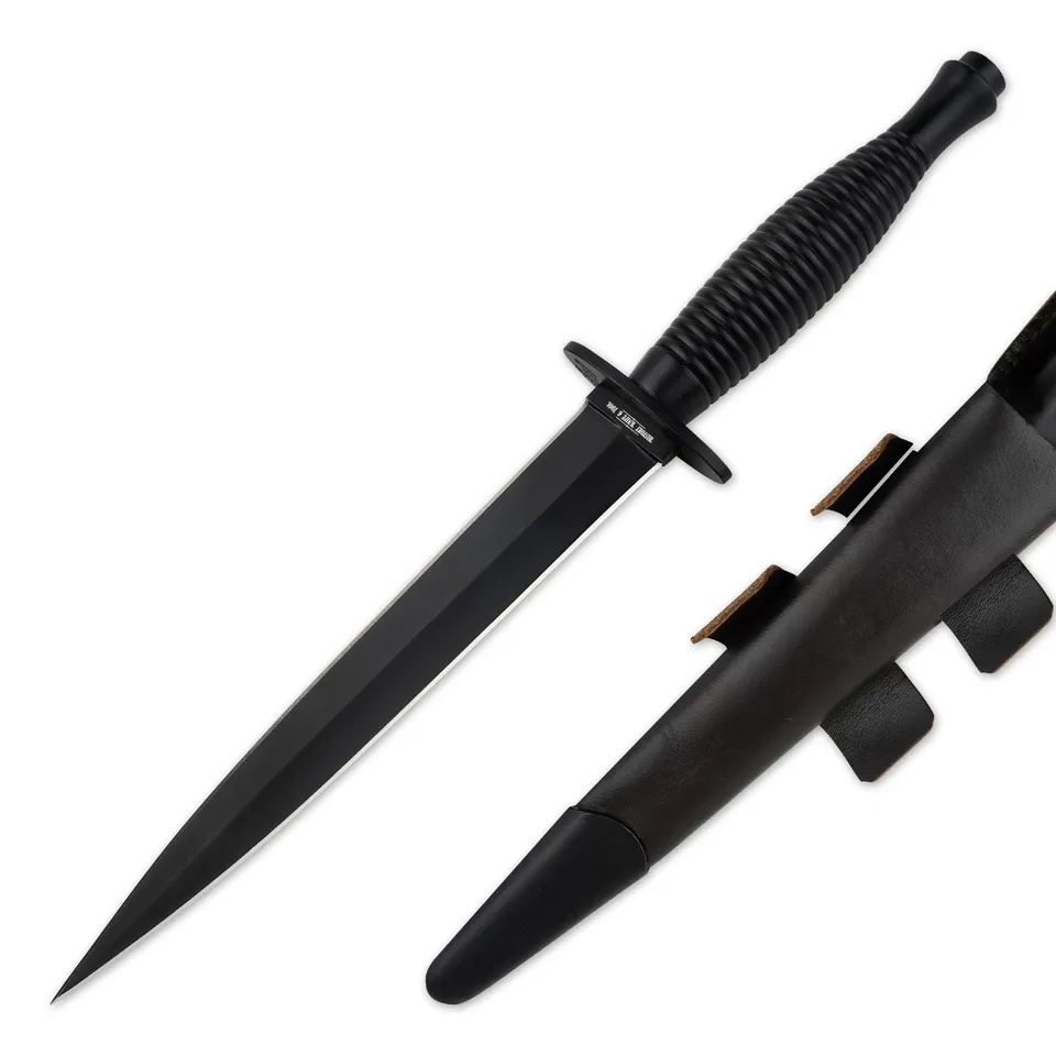 history-knife-tool-commando-dagger-dolch-alu-schwarz-leder image 1
