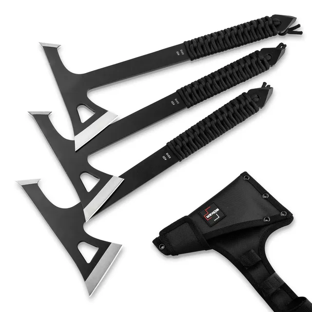 b-ker-plus-mohican-wurfaxt-3er-set-3cr13-paracord-schwarz image 1