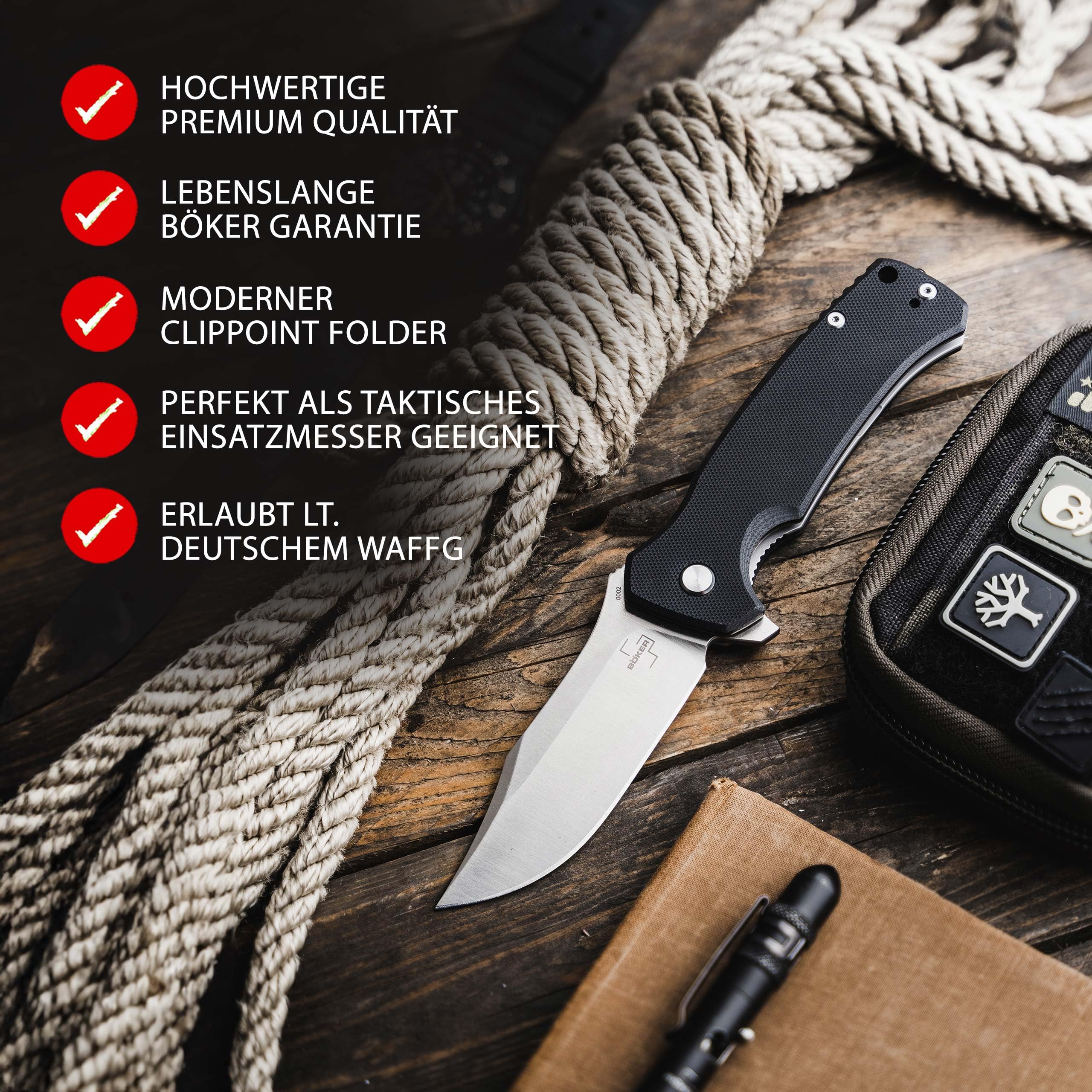 b-ker-plus-m-e-r-k-1-taschenmesser-g10-schwarz-d2 image 2