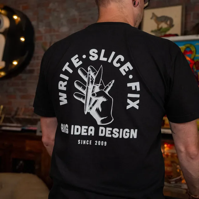 bigidesign-write-slice-fix-t-shirt-baumwolle-schwarz image 1