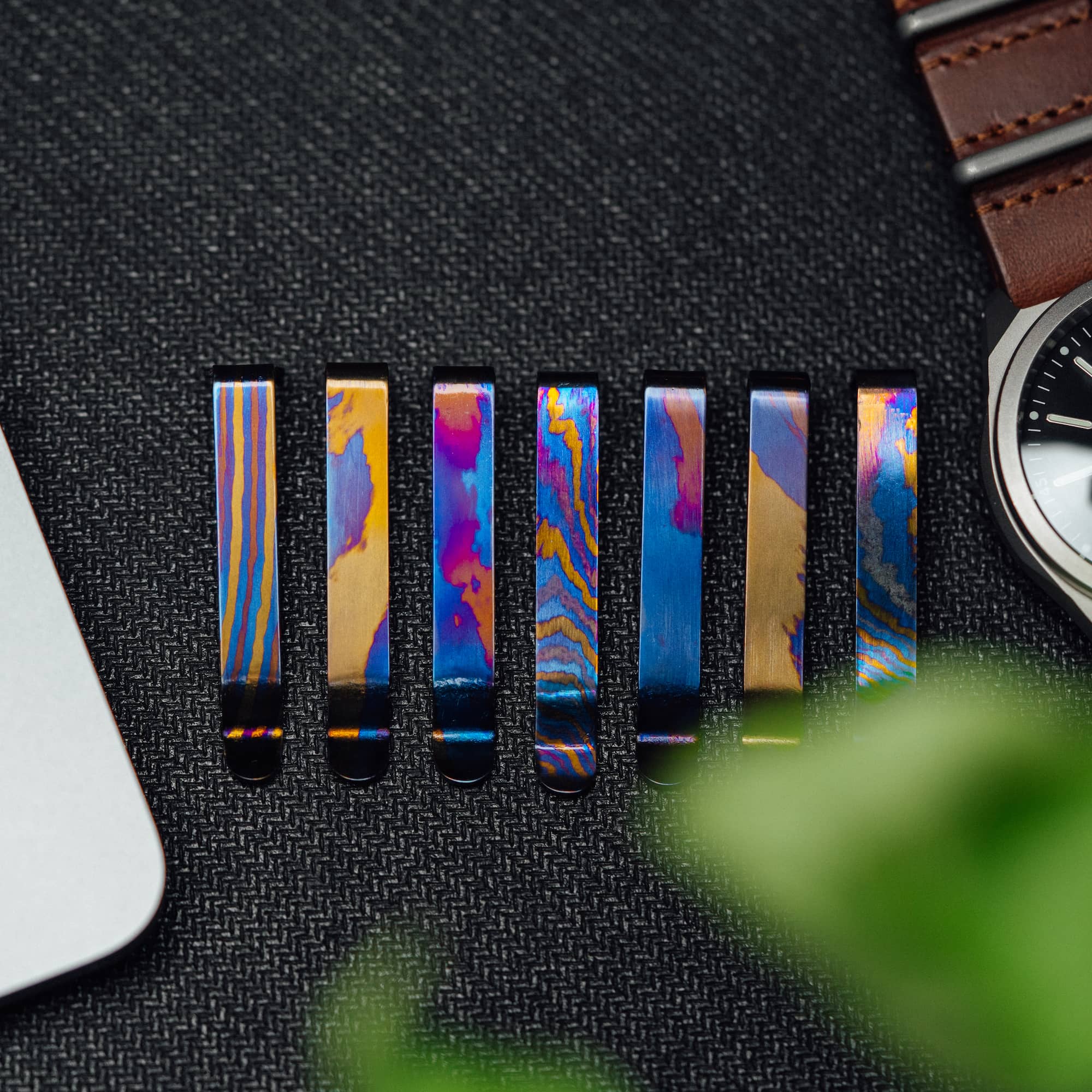 bigidesign-titanium-damascus-pen-clip-stiftclip image 1