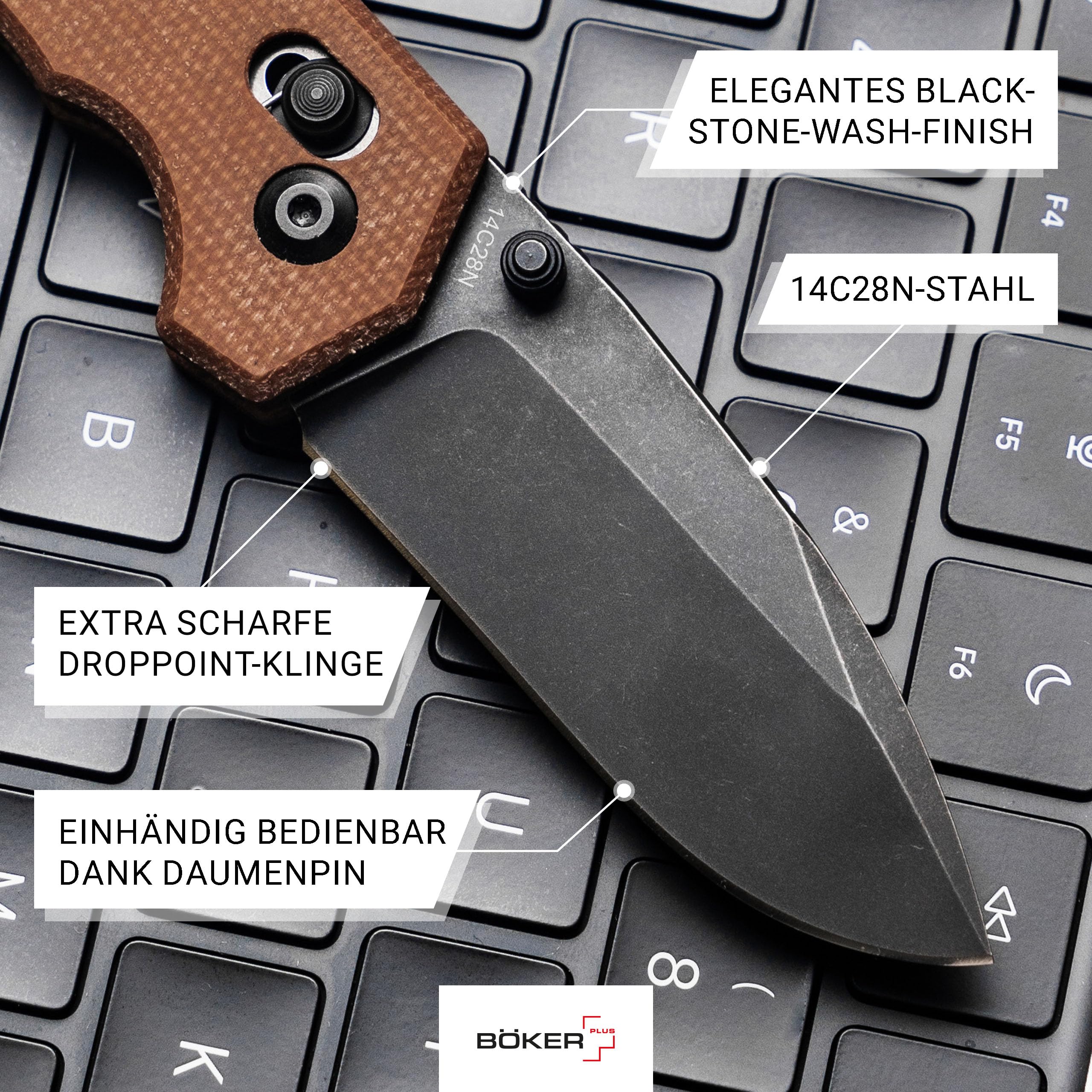 b-ker-plus-rockstub-brown-micarta-taschenmesser-sandvik image 4