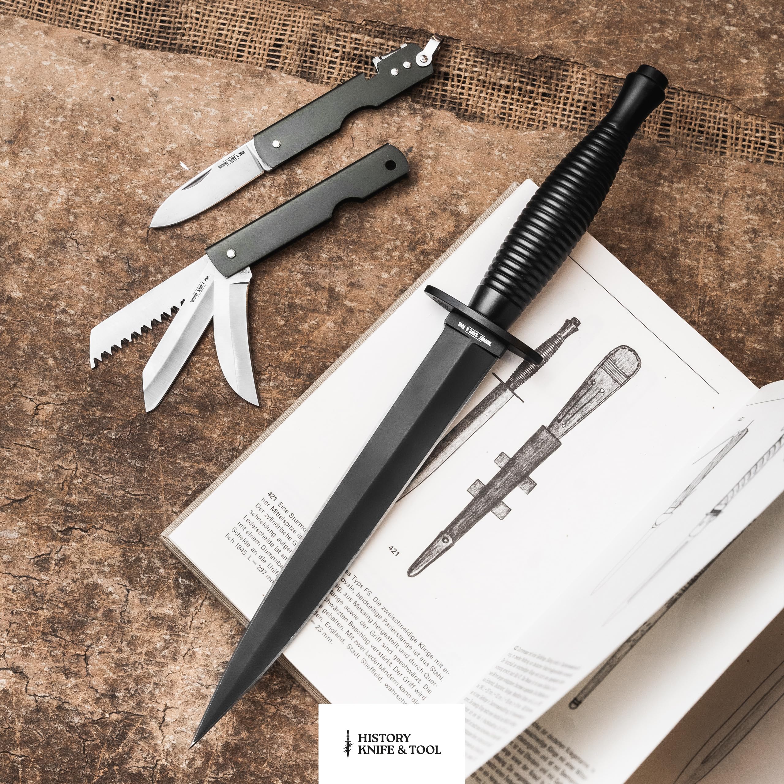 history-knife-tool-commando-dagger-dolch-alu-schwarz-leder image 5