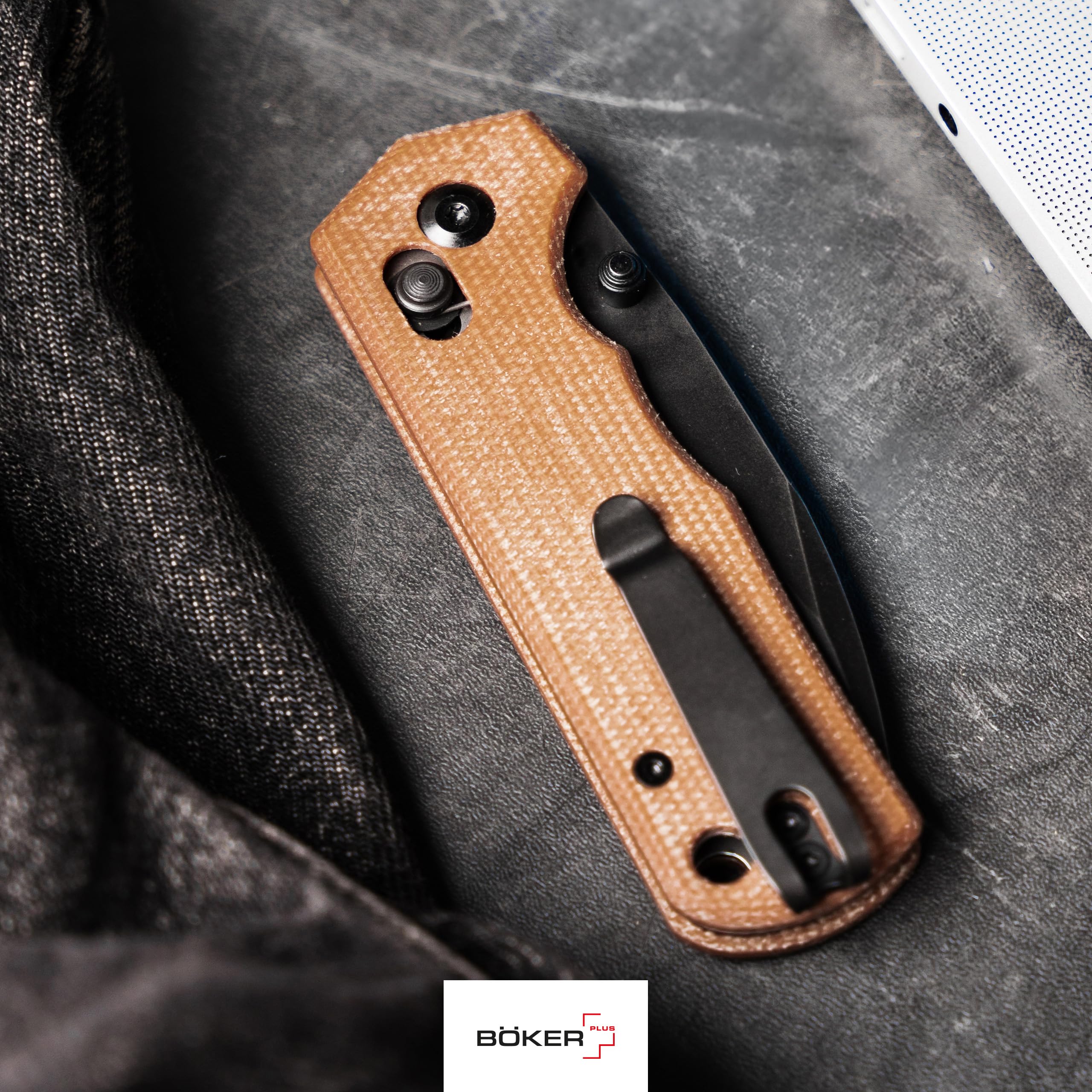 b-ker-plus-rockstub-brown-micarta-taschenmesser-sandvik image 5