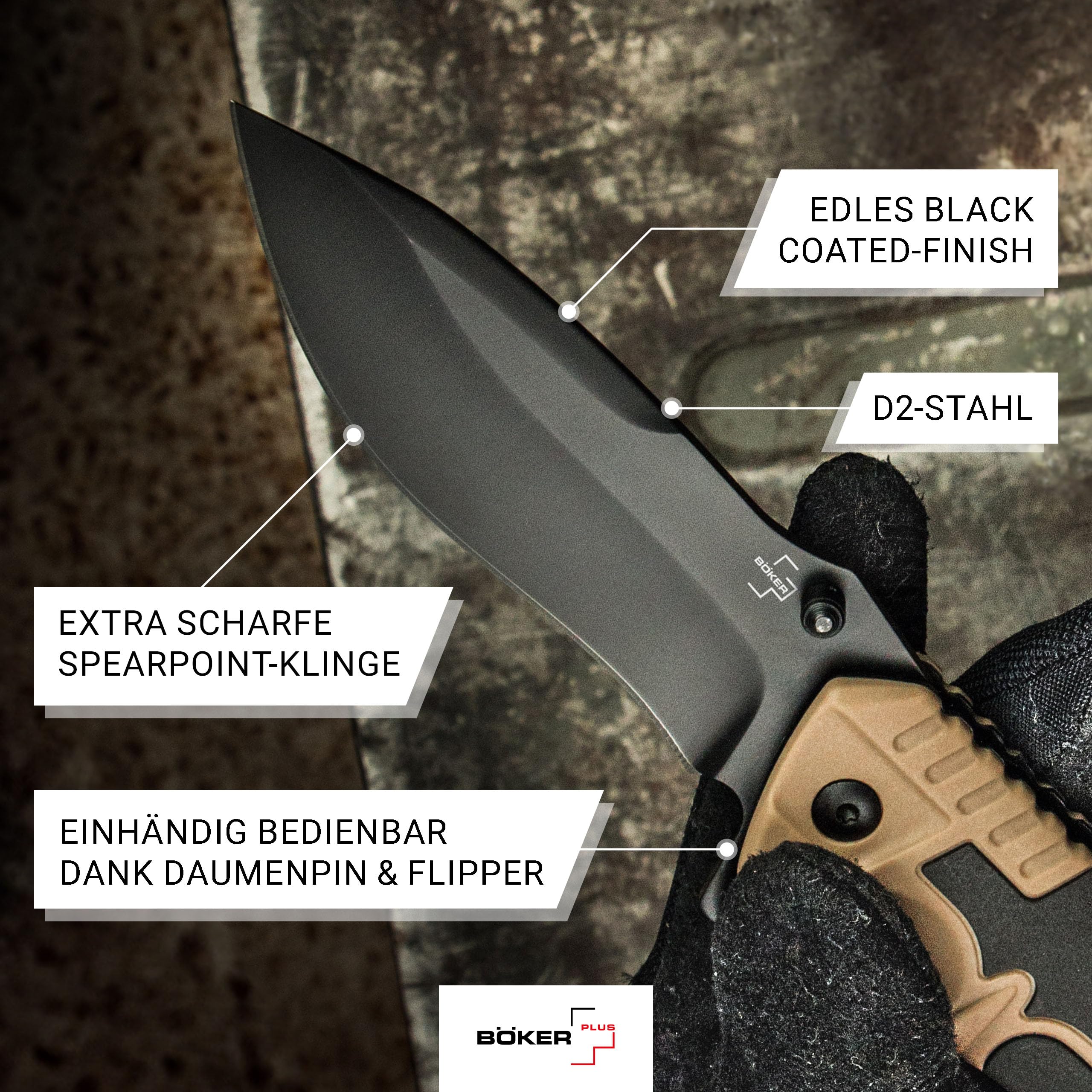 b-ker-plus-advance-desert-pro-taschenmesser-d2-schwarz image 3