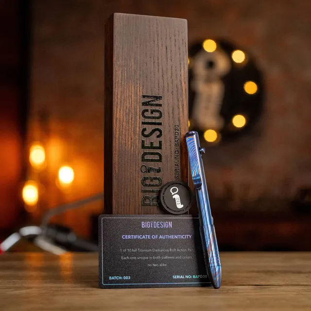 bigidesign-bolt-action-pen-kugelschreiber-titan-damast-bapd01 image 1