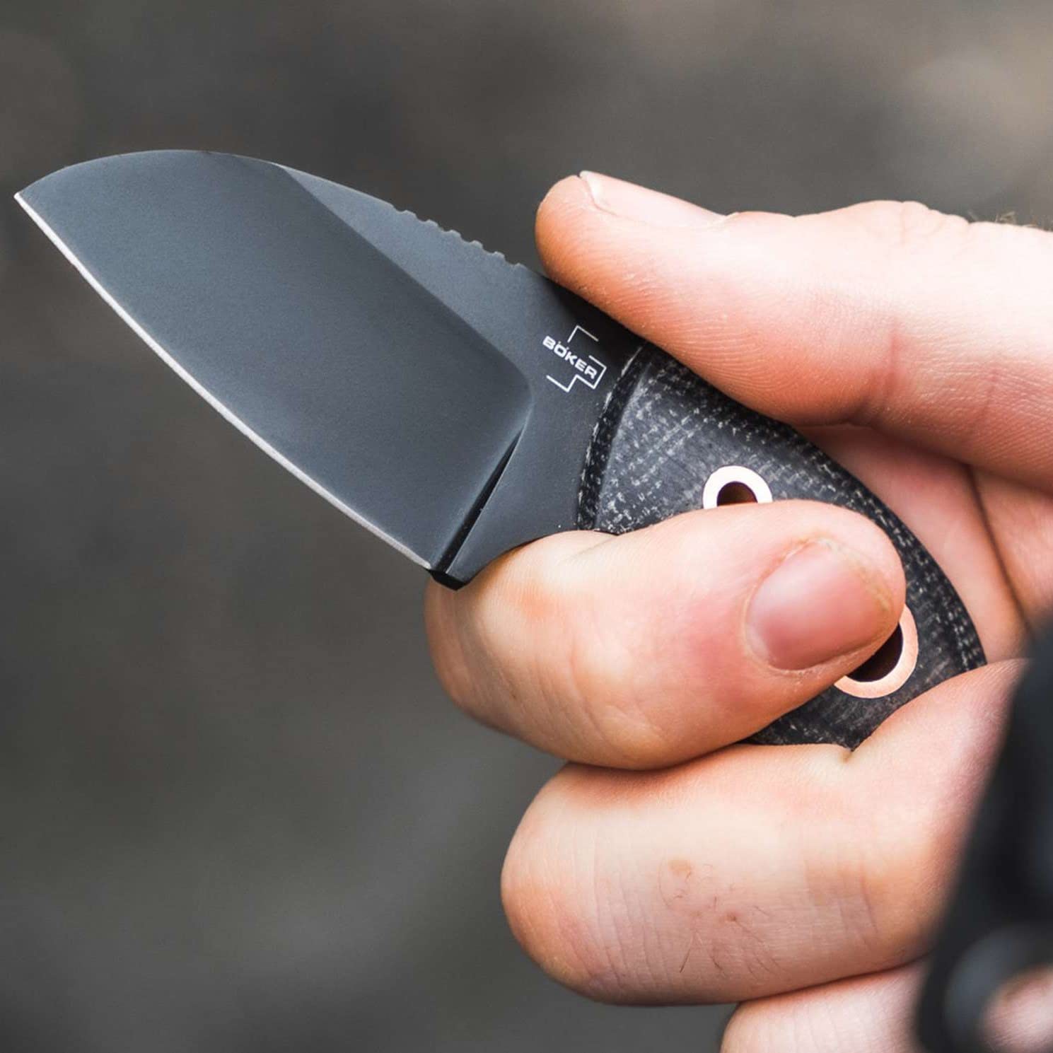 b-ker-plus-gnome-all-black-neck-knife-d2-micarta-kydex image 8