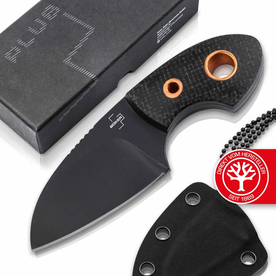 b-ker-plus-gnome-all-black-neck-knife-d2-micarta-kydex image 1