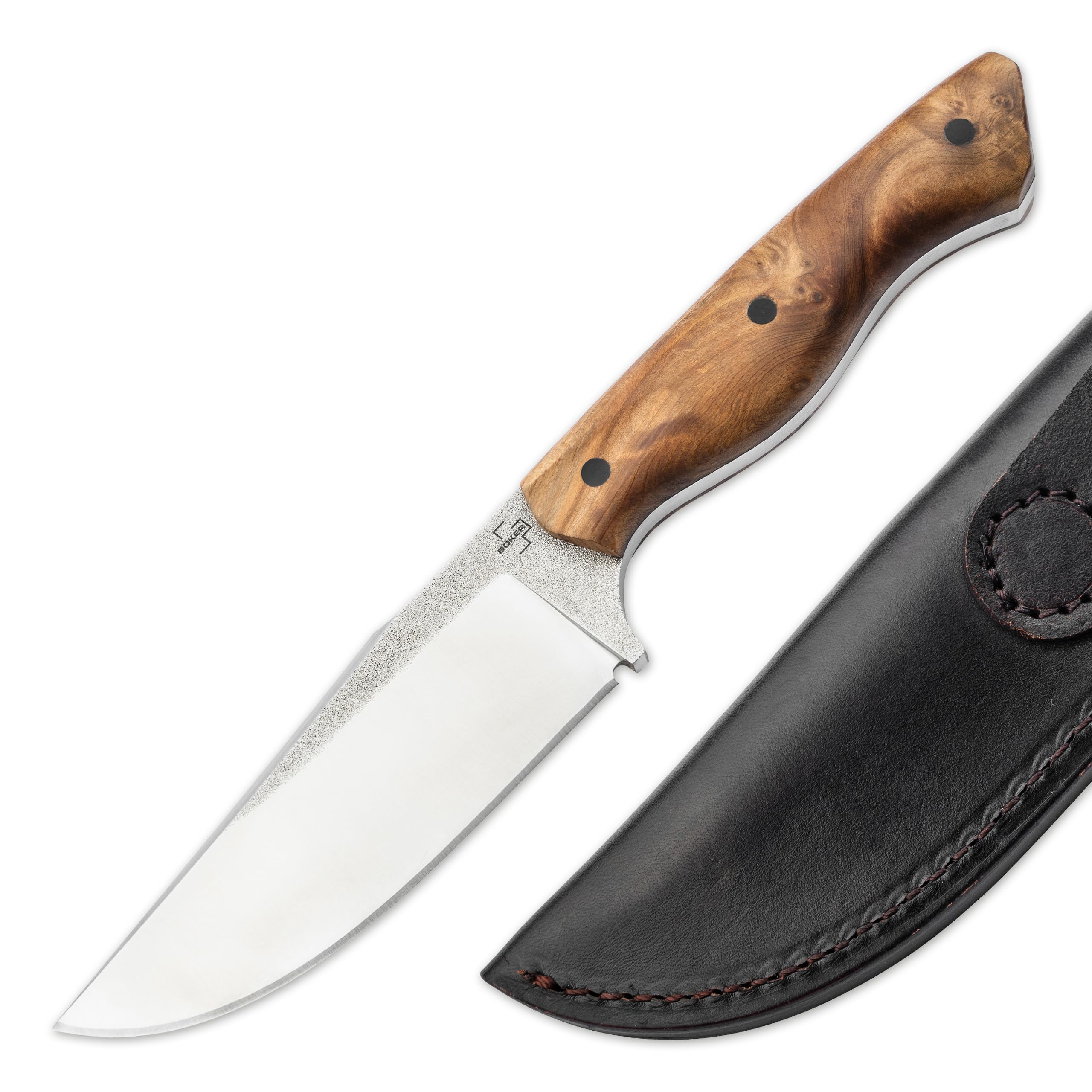 b-ker-plus-overnighter-bushcraftmesser-d2-holzgriff-lederscheide image 1