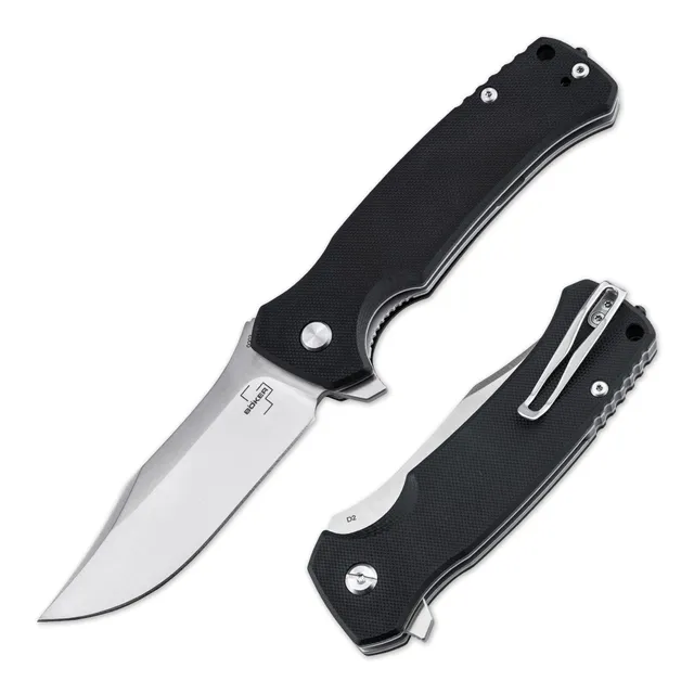 b-ker-plus-m-e-r-k-1-taschenmesser-g10-schwarz-d2 image 1