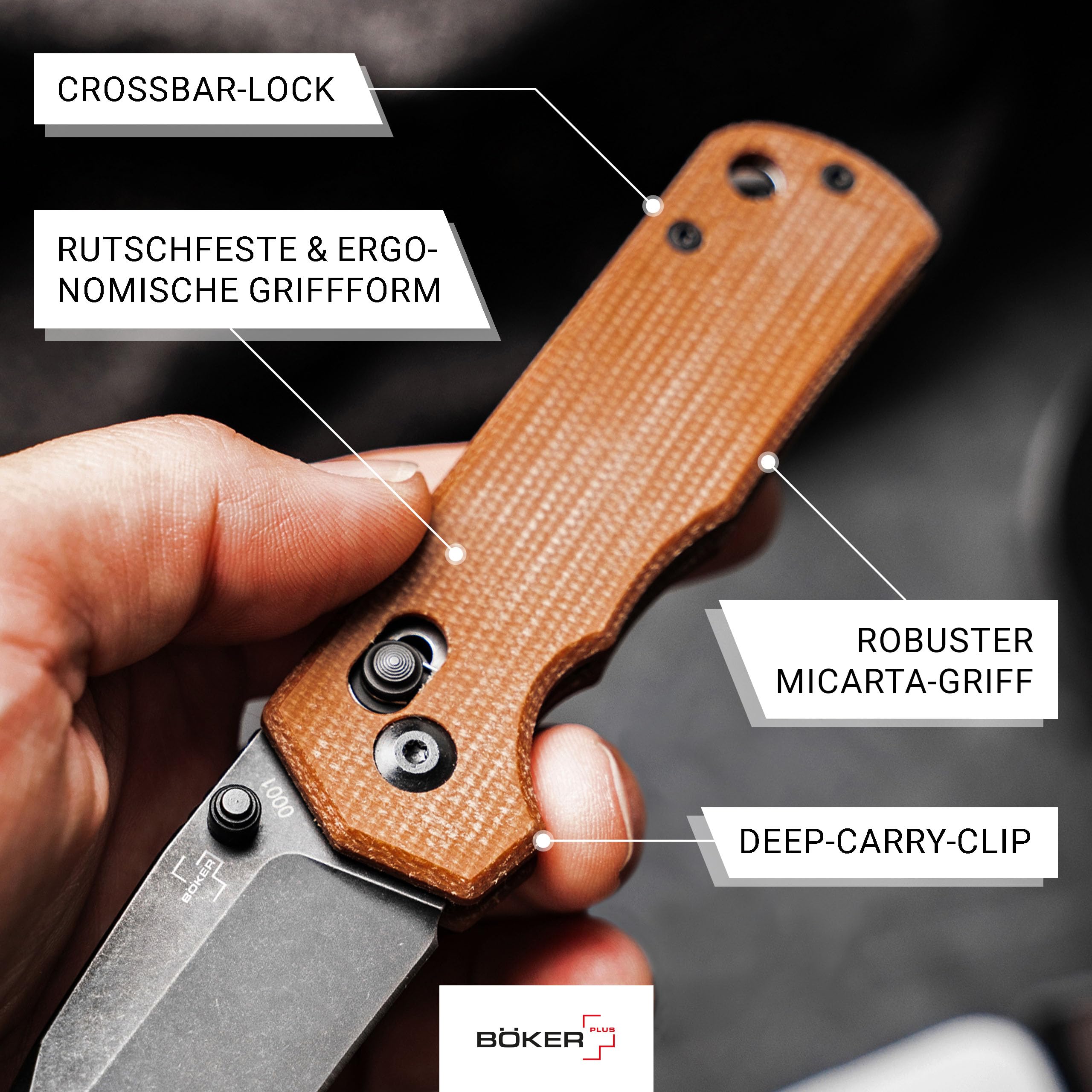 b-ker-plus-rockstub-brown-micarta-taschenmesser-sandvik image 6
